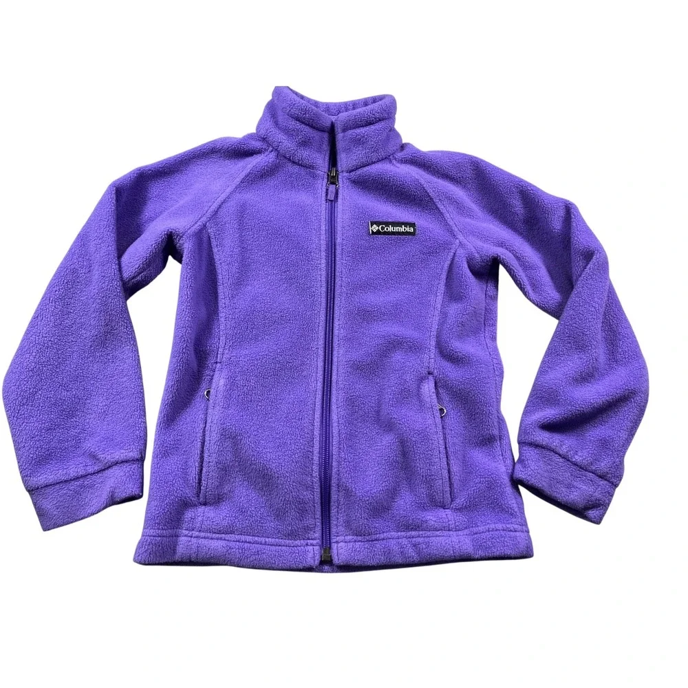 Columbia Youth XS Fleece Jacket Purple Full‎ Zip Lightweight Kids Coat